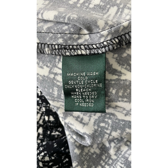 Ralph Lauren Full Wrap Easy Care Dress Abstract Print Business Black White 4 - Picture 11 of 11